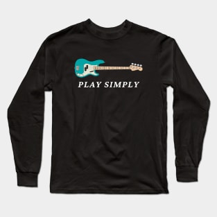 Play Simply Bass Guitar Teal Color Long Sleeve T-Shirt